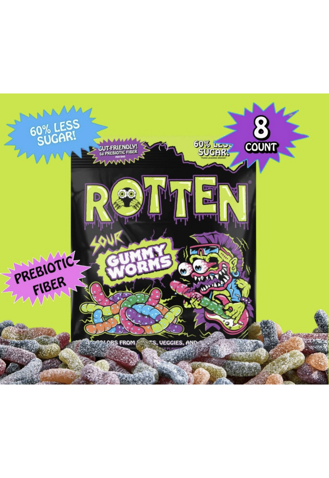 Sour Gummy Worms Candy: GF, Prebiotics, Low Sugar