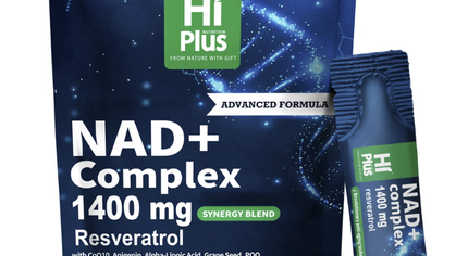HiPlus® NAD+ Berry Drink 1400 mg — Advanced Liposomal Delivery with Green Tea, Astaxanthin, Resveratrol, CoQ10, PQQ & Alpha-Lipoic Acid — Supports Cellular Energy & Healthy Aging — 20 Pack