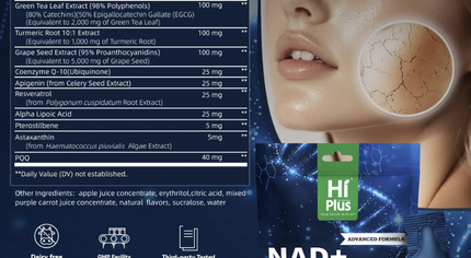 HiPlus® NAD+ Berry Drink 1400 mg — Advanced Liposomal Delivery with Green Tea, Astaxanthin, Resveratrol, CoQ10, PQQ & Alpha-Lipoic Acid — Supports Cellular Energy & Healthy Aging — 20 Pack